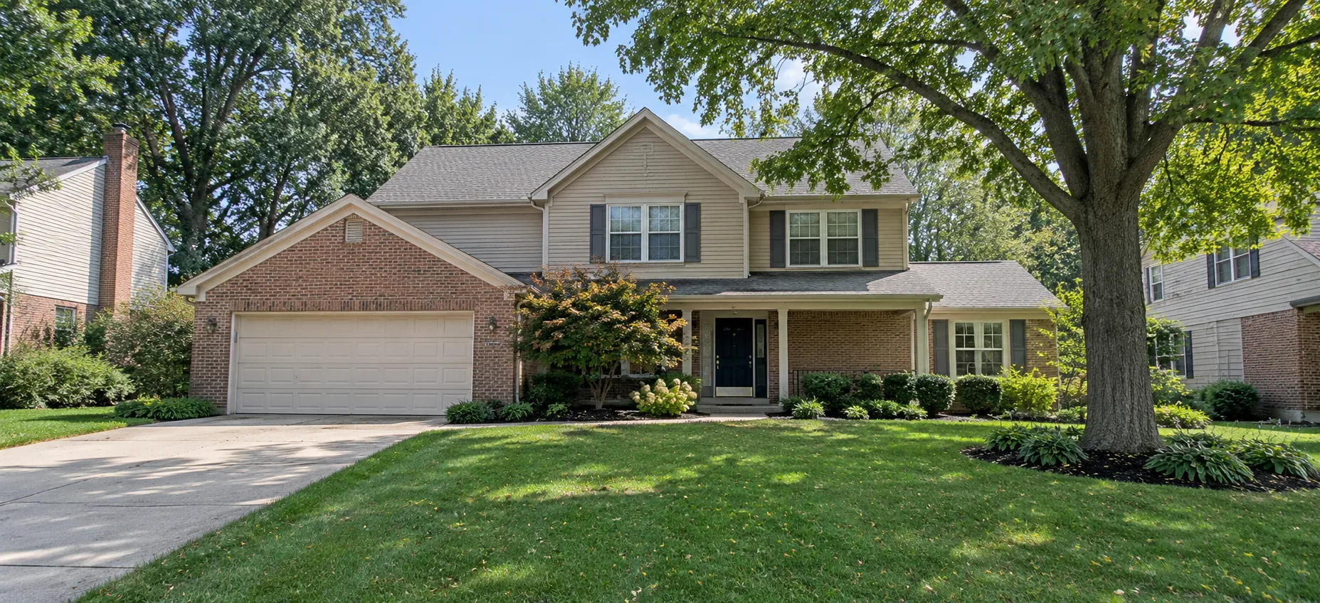 Established two-story home with mature trees in Dublin, Ohio
